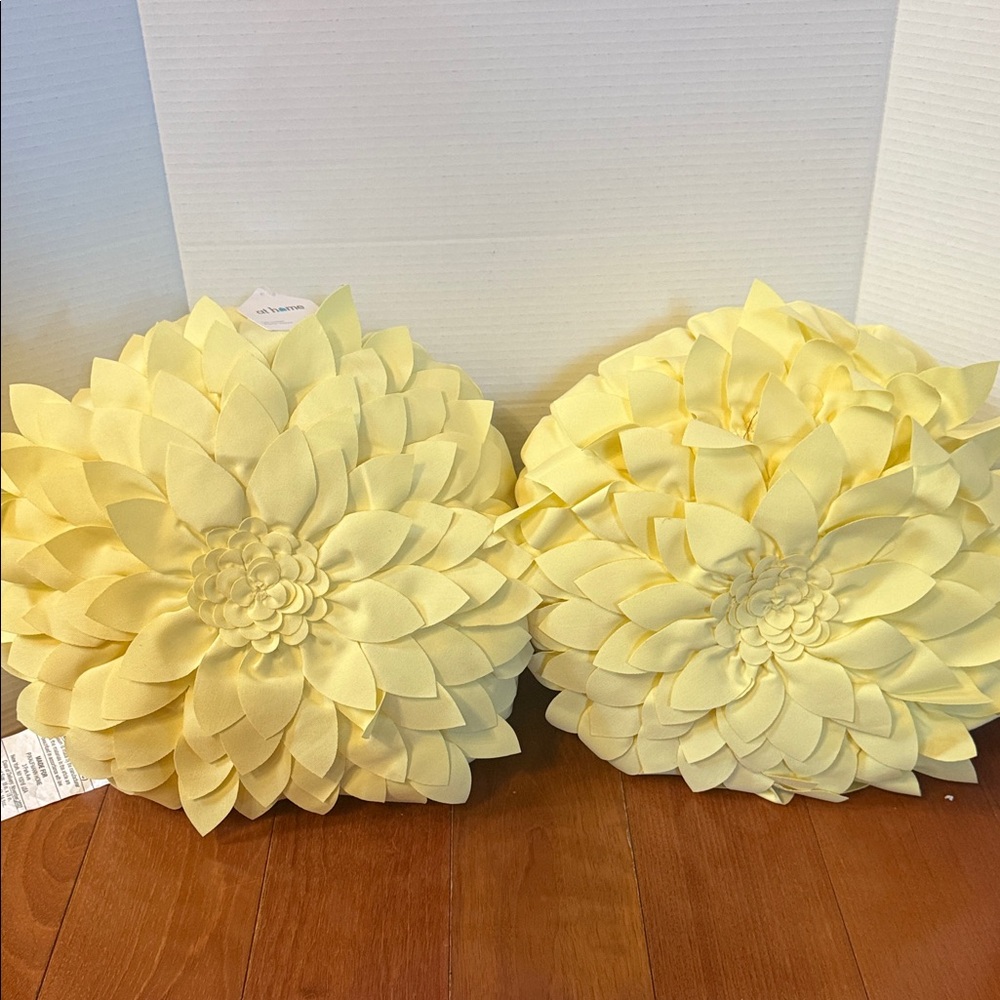 Lemon Meringue petal outdoor throw pillows 18” Fade resistant weather resistant